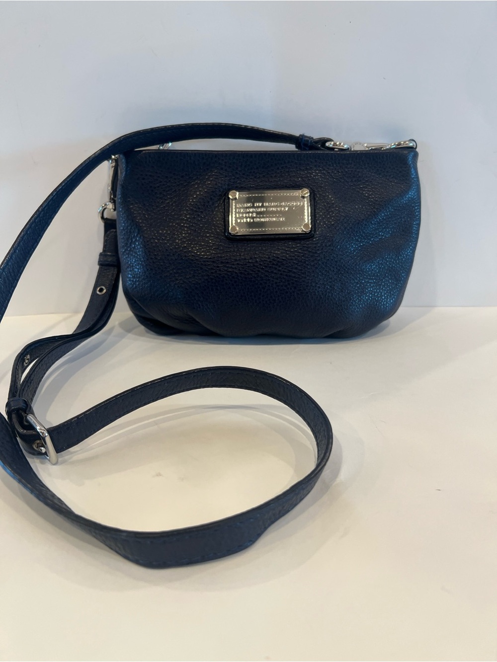 Marc by Marc Jacobs Classic Q Percy Navy Pebbled Leather Crossbody
